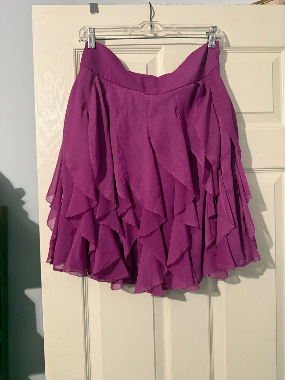 Ann Taylor Fuchsia Layered Ruffle Skater Skirt